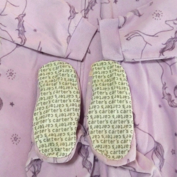 carter's purple unicorn fleece zipper footie sleeper pajamas 4T toddler girls - Picture 2 of 6